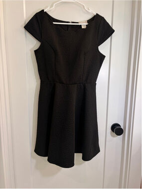 Altar’d State Black Textured Cap Sleeve Fit & Flare Mini Dress Women’s - Large